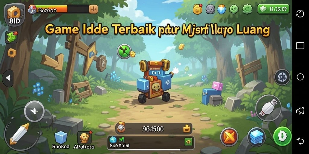Gameplay 8ID menampilkan karakter mengumpulkan sumber daya secara otomatis.