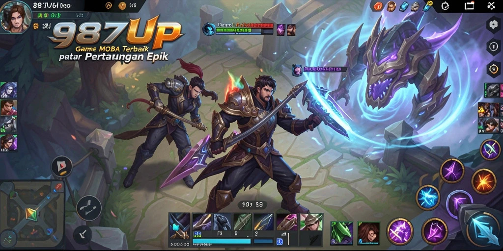 Tampilan gameplay seru dalam pertarungan tim di 987UP.