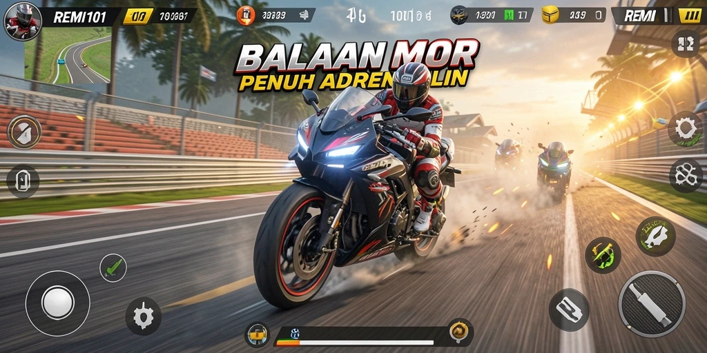 Gameplay menegangkan balapan motor di REMI101.