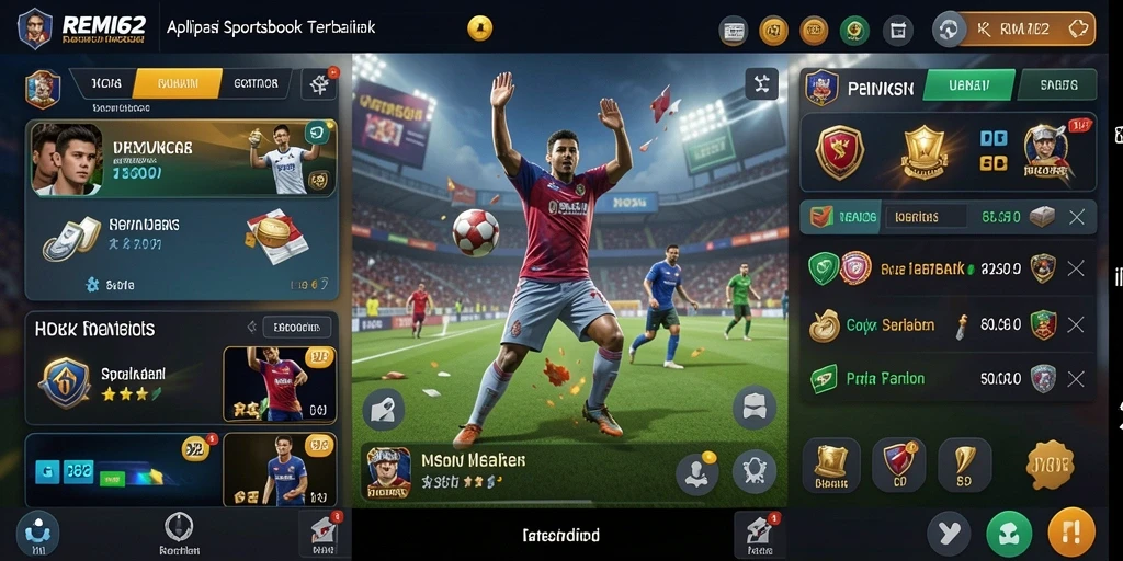 Screenshot REMI62 menampilkan fitur taruhan olahraga yang interaktif dan menarik.