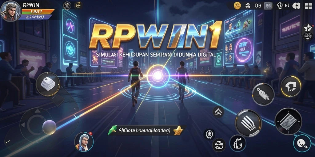 Tangkapan layar gameplay RPWIN1 menunjukkan interaksi karakter dalam simulasi kehidupan.