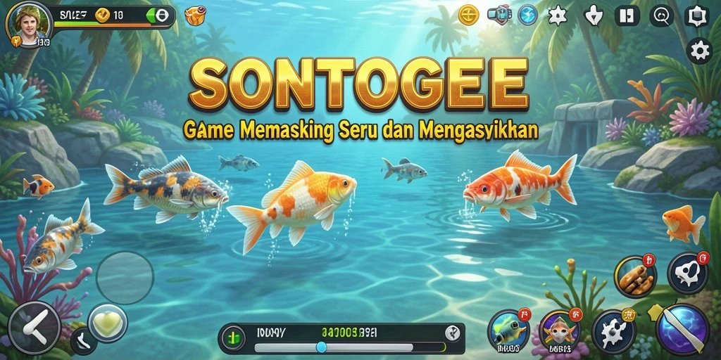 Screenshot gameplay menampilkan aktivitas memancing yang seru di SONTOGEL.